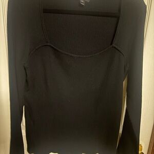 RW&CO. Black Ribbed Knit Top